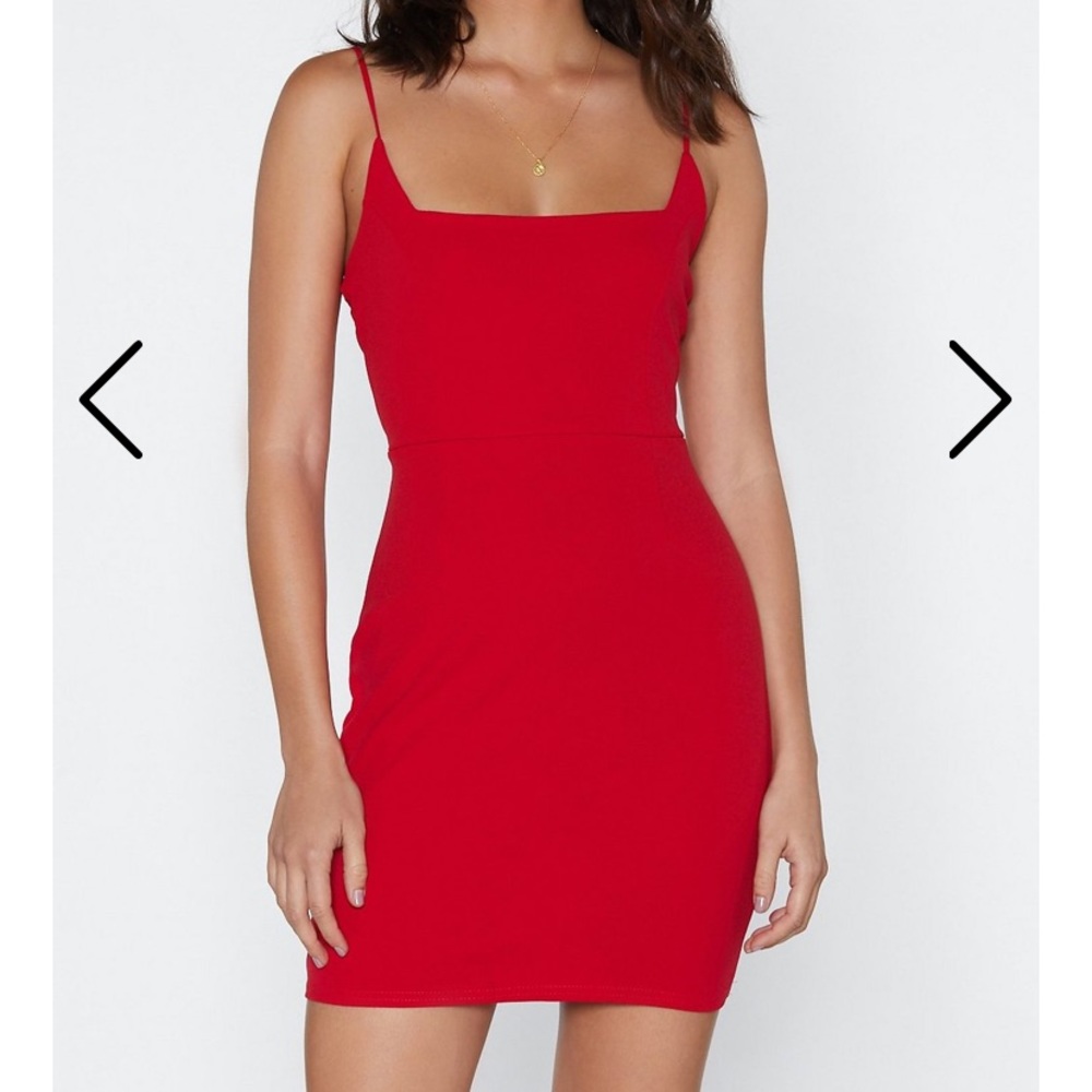 Nasty Gal Red Mini Dress with Square Neckline